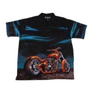 Steve & Barry's Men's Large Motorcycle Shirt Button Up Short Sleeve